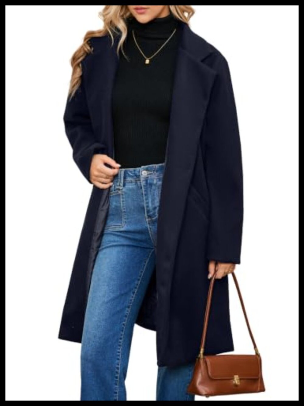 Notch Lapel Single Breasted Peacoat Knee Length Winter Coat
